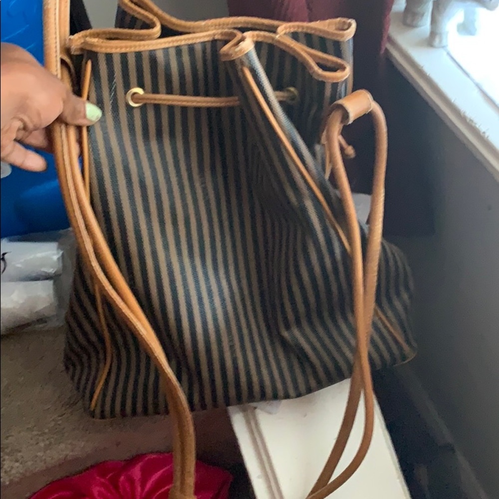 Fendi stripped drawstring bag